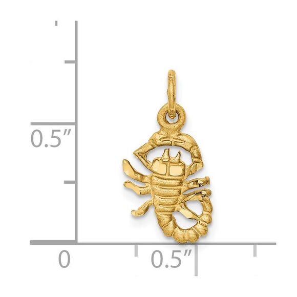 14k Yellow Gold Scorpio the Scorpion Zodiac Satin & Diamond Cut Charm - Picture 4 of 5